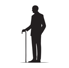 Man Standing With Cane silhouette vector illustration