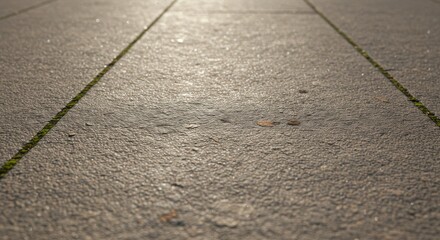 Dirty concrete sidewalk with slight moss and dirt stains