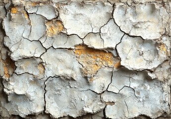Fototapeta premium A cracked and broken surface, possibly a rock or a piece of land