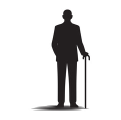 Man Standing With Cane silhouette vector illustration