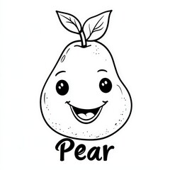 Obraz premium A cheerful pear with a big smile. Perfect for coloring pages children's books and healthy eating campaigns.