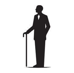 Man Standing With Cane silhouette vector illustration