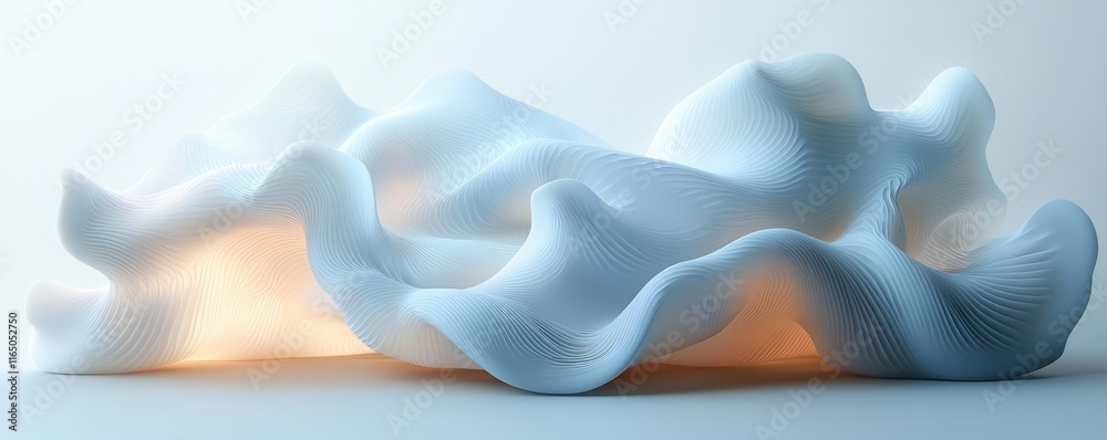 Poster Droplets abstract background idea. Abstract white shape illuminates softly, creating a serene and modern artistic effect.
