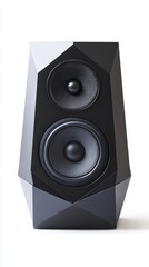 Obraz premium Geometric Black Speaker Design: Modern Audio Technology