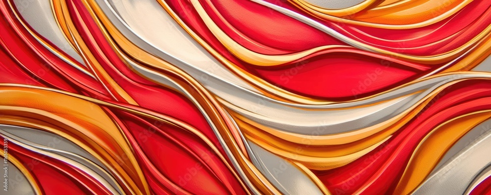 Poster graffiti abstract background concept. a vibrant abstract design featuring flowing waves in red, oran