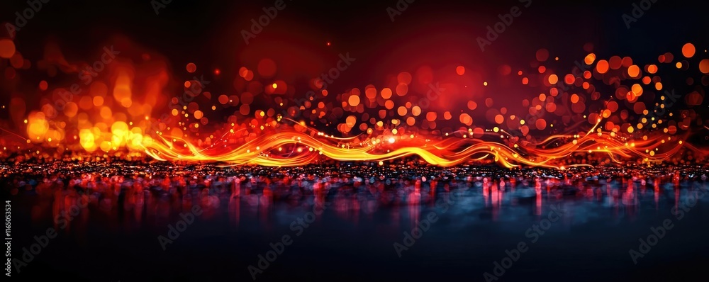 Poster graffiti abstract background concept. vibrant abstract flames and glowing particles on a dark backgr