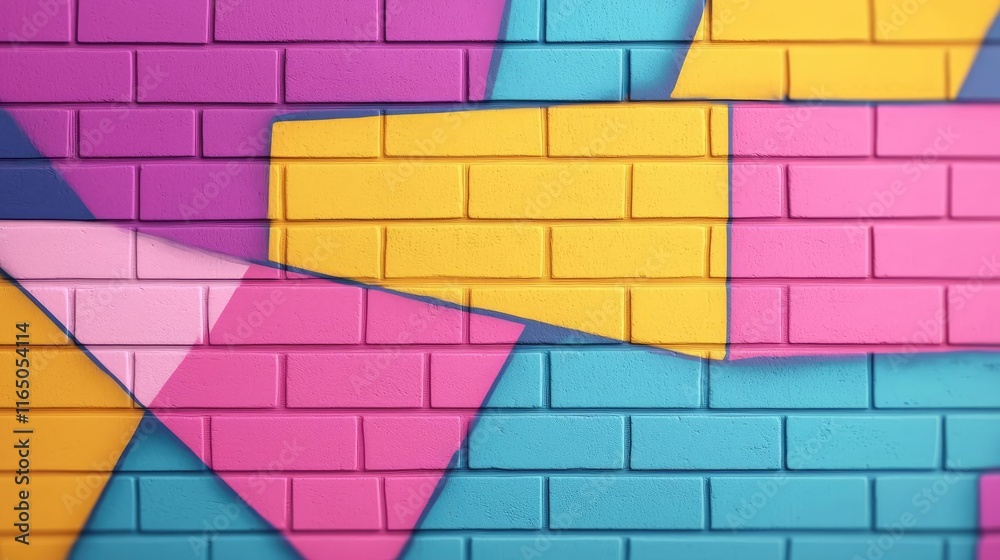 Poster graffiti abstract background concept. a vibrant, colorful abstract mural made of geometric shapes an