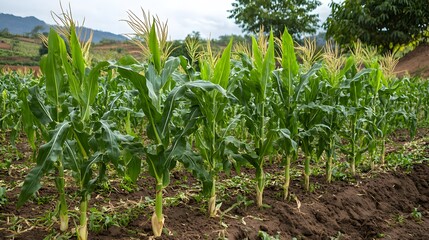 Maize plants growing outside
