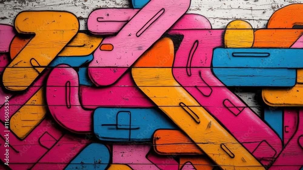 Poster graffiti abstract background concept. vibrant abstract graffiti artwork featuring colorful geometric