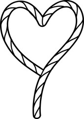 Western Valentine Lasso Rope in heart Shape doodle outline