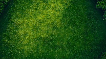 Aerial view of green grass texture from a drone