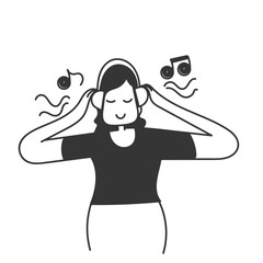 doodle woman listening music with headset
