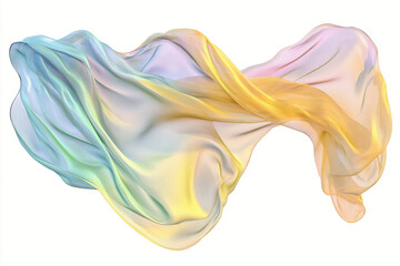 Abstract Art of Translucent Vibrant Colorful Fabric on White Background