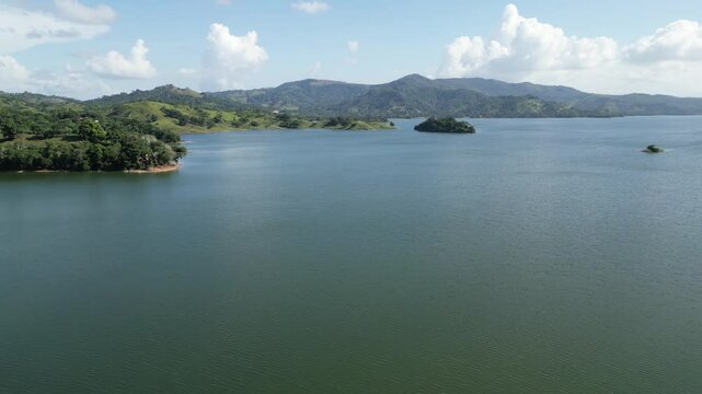 Aerial view of the reservoir Presa de Hatillo near Cotui in the S&aacute;nchez Ram&iacute;rez province of the Dominican Republic