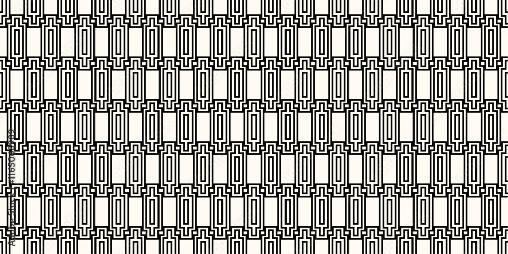 Fototapete Monochrome ornamental repeating pattern of cells connected in a chain.