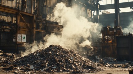 Fototapeta premium Industrial waste management: Explore efficient strategies for recycling and reducing environmental impact in manufacturing facilities and metal industries.