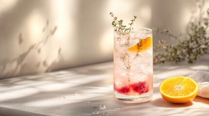 Refreshing Summer Drink with Thyme and Orange