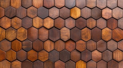 Brown Hexagonal Parquet Texture on Seamless Wooden Wall