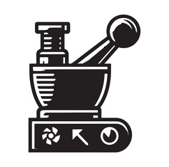 motor and pestle silhouette vector illustration