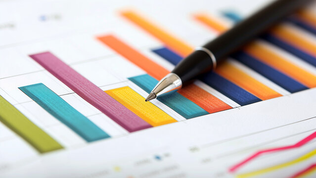 colorful bar graph with black pen on top