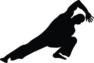 the silhouette of activity doing capoeira a martial art from brazil.