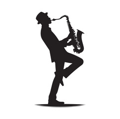Saxaphone Player pose silhouette vector illustration