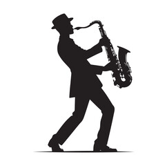 Naklejka premium Saxaphone Player pose silhouette vector illustration