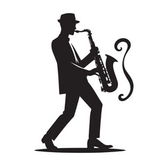 Fototapeta premium Saxaphone Player pose silhouette vector illustration