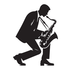 Naklejka premium Saxaphone Player pose silhouette vector illustration