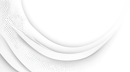 Abstract white wave background with subtle grey dotted texture and smooth curves.