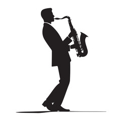 Naklejka premium Saxaphone Player pose silhouette vector illustration