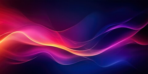 Obraz premium Abstract background with colorful waves and a glow in dark blue, purple, red gradient color