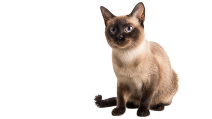 Obraz premium Cute Burmese Cat Sitting on Isolated Background with Playful Expression and Soft Fur Texture