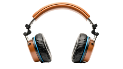 Stylish and Modern Over-Ear Headphones with Brown and Black Design Ideal for Music Lovers and Audiophiles. on white or transparent png
