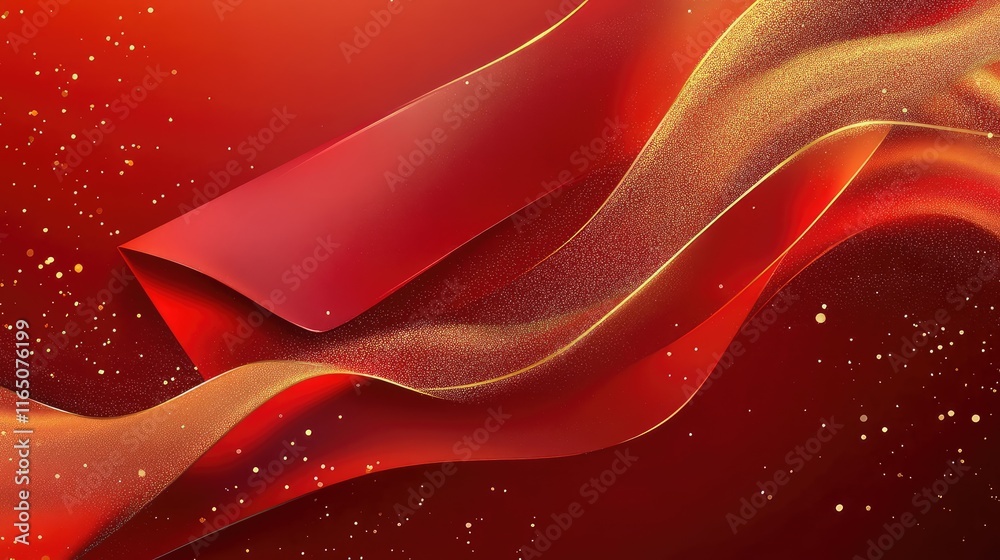 Fototapete artistic abstract red envelope with smooth gradients of red and gold, evoking elegance and celebrati