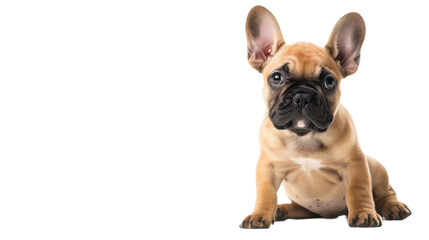 Cute French Bulldog Puppy Sitting Beautifully Against a White Background