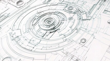 Detailed Technical Drawing of a Mechanical Engine Design Blueprint