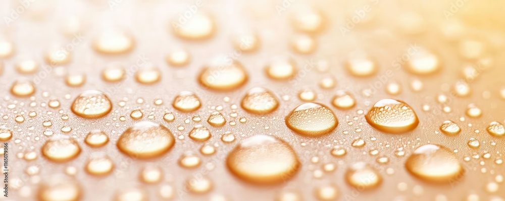 Poster droplets abstract background idea. close-up of glistening water droplets on a smooth surface, captur