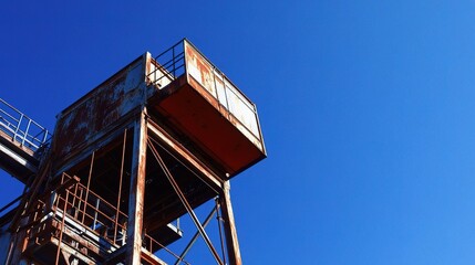 Rusty Steel Structure Against Bright Blue Sky in Vibrant Contrast