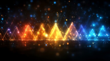 Glowing Triangular Lightscape Abstract Background Design