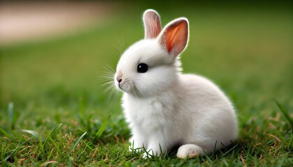 white rabbit on green grass