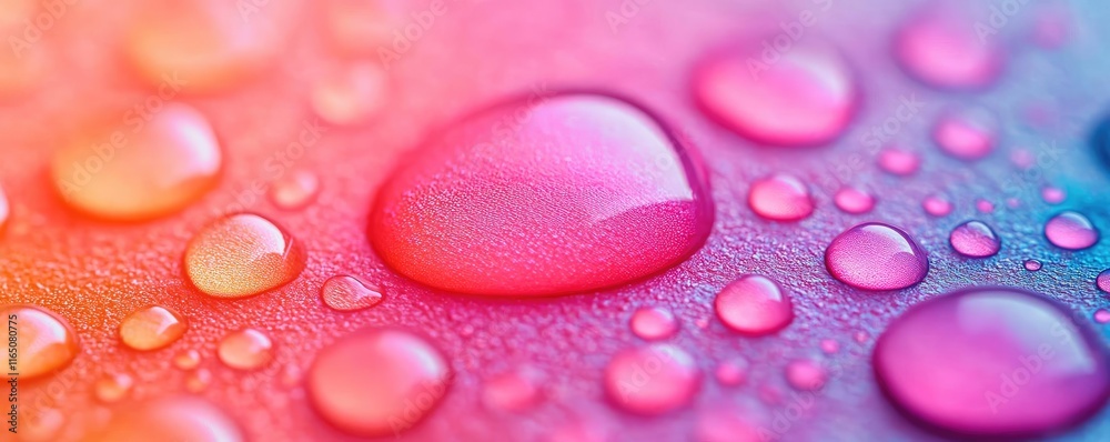 Poster droplets abstract background idea. colorful water droplets on a surface, creating a vibrant and refr