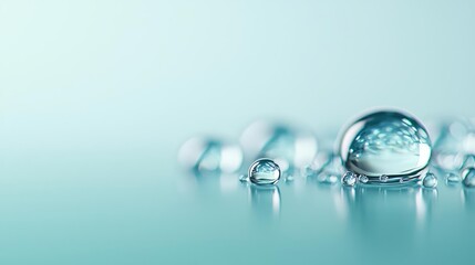 Droplets abstract background idea. Close-up of water droplets on a smooth surface, showcasing clarity and freshness.