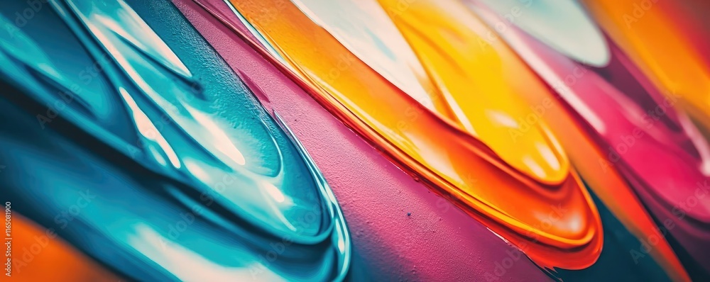 Poster Graffiti abstract background concept. Vibrant and colorful abstract paint swirls creating an artistic flow.