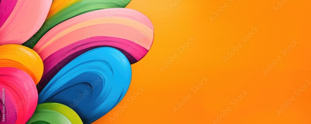 Poster graffiti abstract background concept. vibrant colorful swirls on a bright orange background for crea