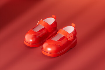 cartoon style leather shoes,3d rendering