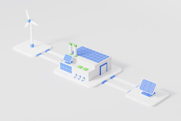 Industrial green new energy factory,3d rendering