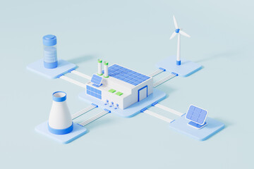 Industrial green new energy factory,3d rendering