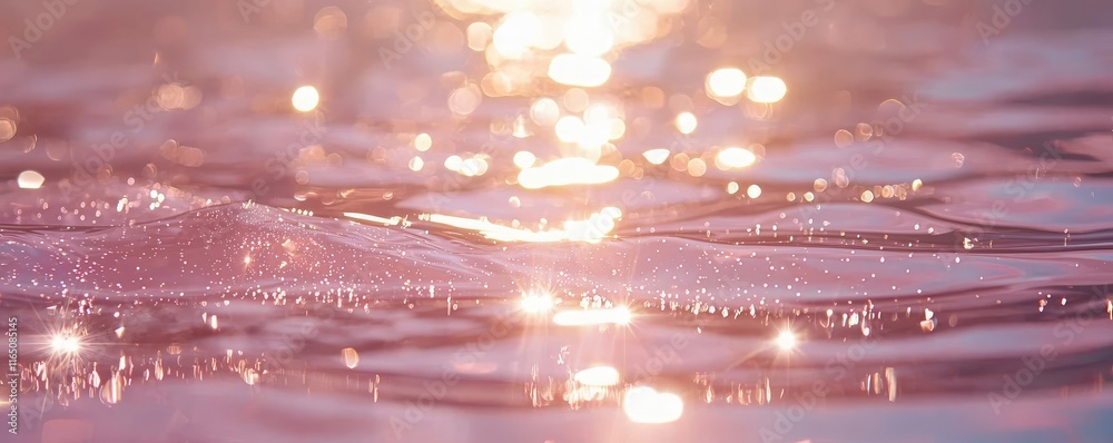 Poster sparkle abstract background concept. sparkling water surface reflecting soft sunlight in serene past