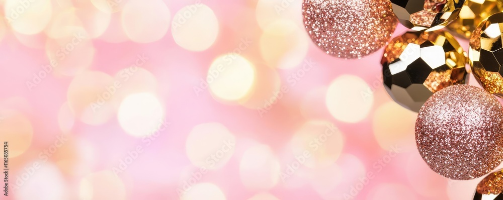Poster Sparkle abstract background concept. Beautiful holiday decorations with sparkling ornaments and soft bokeh background.